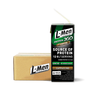 L-Men Hi Protein 2GO Cappuccino 190ml RTD (24 Pcs) - 12gr Whey Protein / Serving