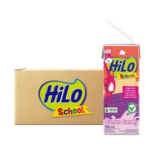 HiLo School RTD Cotton Candy 200ml x 24pcs - Susu Tinggi Kalsium Lebih Rendah Lemak