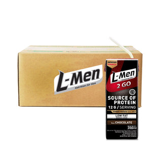L-Men Hi Protein 2 Go Chocolate 200ml RTD (24 pcs) Ready to Drink - Suplemen Tinggi Protein Siap Minum