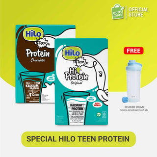 Free Shaker - HiLo Teen Chocolate 1000 gr & HiLo Teen HiProtein Original 24 Sch & Let Me Shaker Bottle 700ml