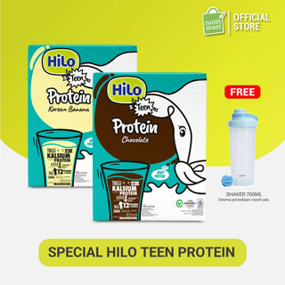 Free Shaker - HiLo Teen Chocolate 1000 gr & HiLo Teen Korean Banana 1000 g & Let Me Shaker Bottle 700ml