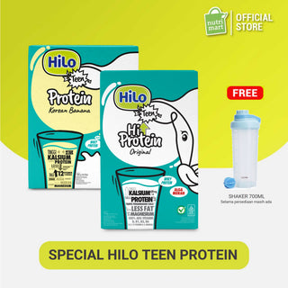 Free Shaker - HiLo Teen Korean Banana 1000 g & HiLo Teen HiProtein Original 24 Sch & Let Me Shaker Bottle 700ml