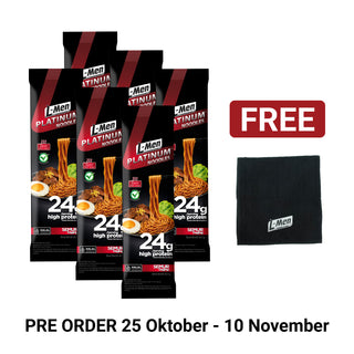 [PRE ORDER] Six Pack - L-Men Platinum Noodle Semur Daging dengan 24g protein / saji  (6 Pcs) - Mie Instant Panggang tidak Digoreng