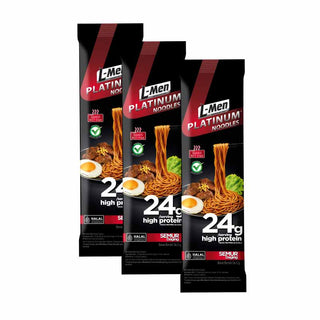 Triple Set - L-Men Platinum Noodle Tinggi Protein 24g / saji - Mie Panggang Lebih Rendah Kalori & Garam