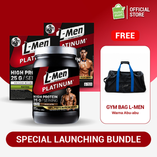 [Exclusive Website] Free Duffle Bag L-Men Abu Abu - L-Men Platinum Refill Matcha 800g (2pcs) &amp; L-Men Platinum Choco Latte 800gr (25gr protein)