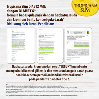 Twin Pack - Susu Tropicana Slim DIABTX Vanilla Malt 900 g DIABETX TM (2 Pcs) - Bantu kontrol gula darah diabetesi