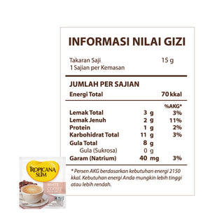 Tropicana Slim White Coffee 4 Sachet - Kopi Susu Manis Nikmat Tanpa Gula Pasir