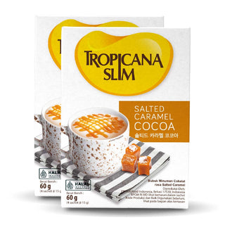 Twin Pack - Tropicana Slim Salted Caramel Cocoa 4 Sachet - Bebas Gula Pasir