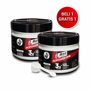 Twin Pack - L-Men Isopower Creatine Unflavoured + HMB 220 g (44 serving) (2 Pcs) - 3g Micronised Creatine Monohydrate + 700mg HMB
