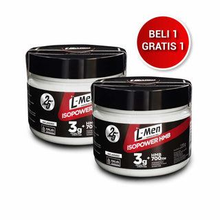 Twin Pack - L-Men Isopower Creatine Unflavoured + HMB 220 g (44 serving) (2 Pcs) - 3g Micronised Creatine Monohydrate + 700mg HMB