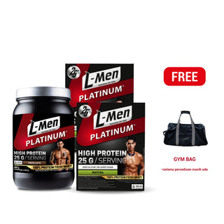 [Exclusive Website] Free Duffle Bag L-Men Abu Abu - L-Men Platinum Refill Matcha 800g (2pcs) &amp; L-Men Platinum Choco Latte 800gr (25gr protein)