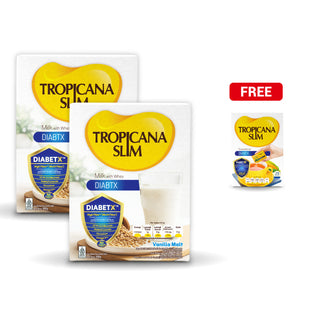Twin Pack - Susu Tropicana Slim DIABTX Vanilla Malt 900 g DIABETX TM (2 Pcs) - Bantu kontrol gula darah diabetesi