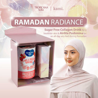Tropicana Slim x KAMI Pashmina - Ramadan Radiance - Tropicana Slim Collagen Drink Strawberry 200g & KAMI Pashmina Airlite shade Shell