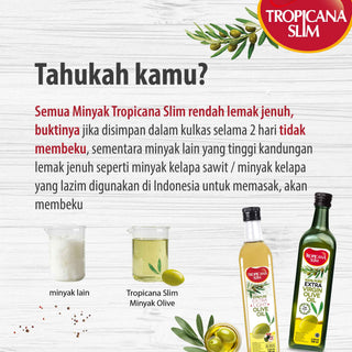 Twin Pack - Tropicana Slim Extra Light Olive Oil 500 ml (2 Pcs) - Minyak Goreng Extra Light Olive Oil  Lebih Sehat &amp; Rendah Lemak Jenuh, Baik untuk Jantung
