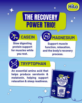 HiLo Protein PM Moonlight Original 8 sch - Susu Casein Recovery dengan Tryptophan Dan Magnesium