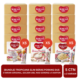 [BUNDLE] Tropicana Slim Beras Porang Instant 3 Varian (Original, Golden Ube, Nasi Goreng) – 15 KARTON x 12 DUS