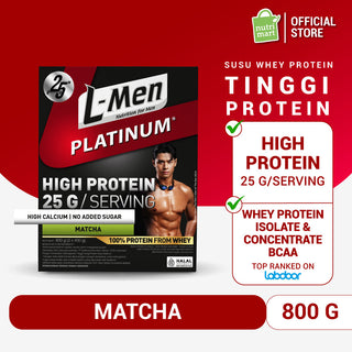L-Men Platinum Refill Pack Matcha 800g / 1,7lbs - High Quality Protein 25g/Serving - 21 serving - Consist of 6,9g BCAA and L-Carnitine