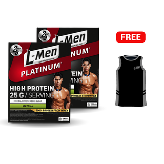 [Exclusive Website] Twin Pack L-Men Platinum Refill Matcha 800g - Free Sleeveless T-Shirt