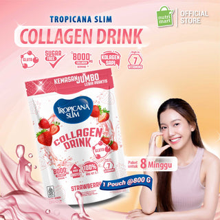 Tropicana Slim Collagen Drink Strawberry with Glutathione 800g - Kolagen Bebas Gula dengan Glutation