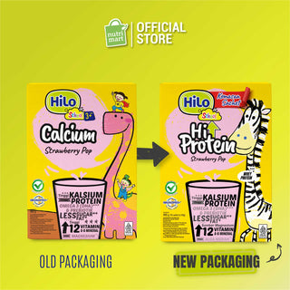 Twin Pack - HiLo School Hi Protein Strawberry Pop 10 sch (40g) dengan Whey Protein (2 Pcs) - Susu Anak Tinggi Protein Tinggi Kalsium untuk Anak Tumbuh Tinggi & Kuat