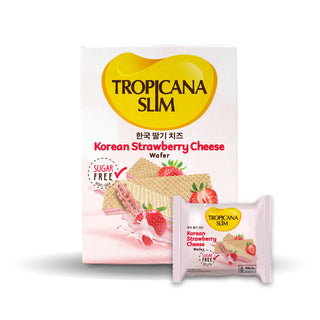 Tropicana Slim Wafer Korean Strawberry Cheese 5 Sch - Wafer Bebas Gula, 90 Kalori untuk Diet Snack Diet